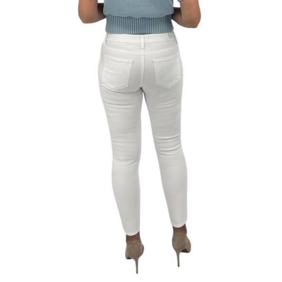 NEW PAIGE cindy straight jean with grand hem in white noise